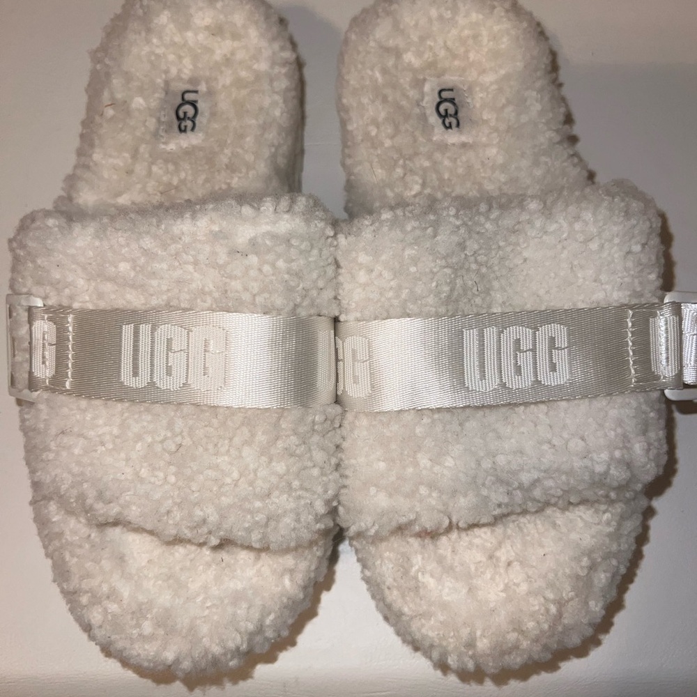 UGG Fluffy White Slippers
